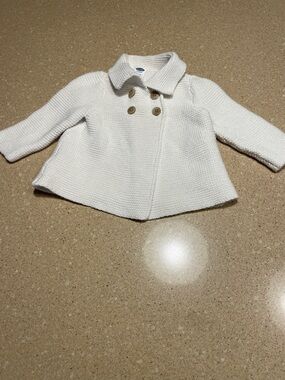 Old Navy White Knit Double-Breasted Baby Cardigan